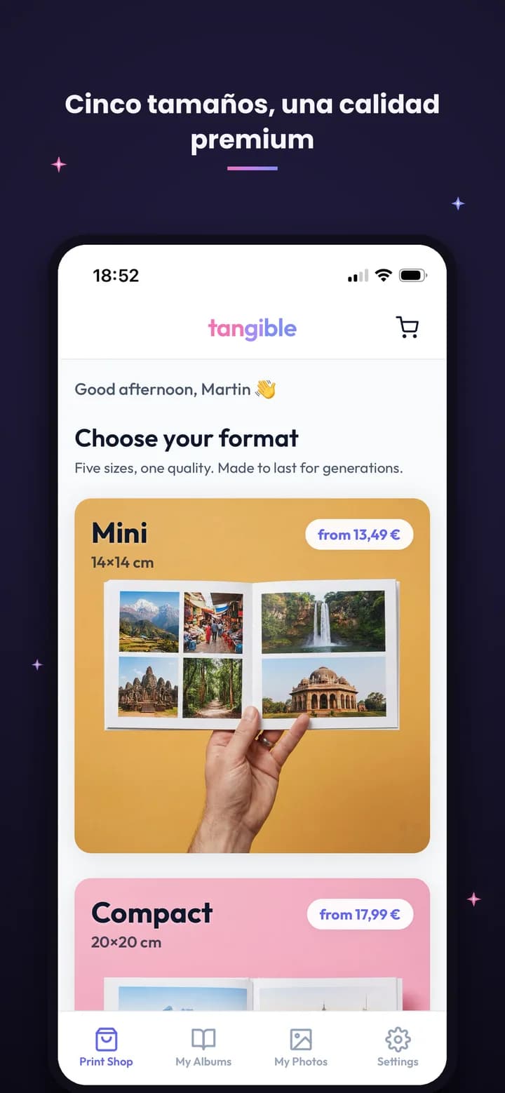 App de Tangible: elige el formato de tu álbum