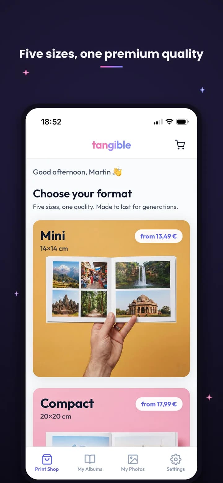 Tangible app: choose your album format